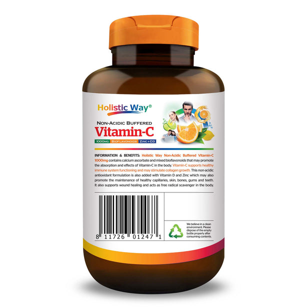 Holistic Way Non-Acidic Buffered Vitamin-C 1000mg 60 Tablets