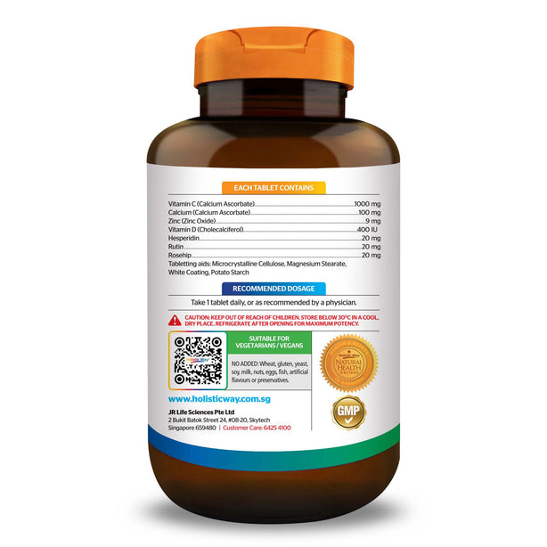 Holistic Way Non-Acidic Buffered Vitamin-C 1000mg 60 Tablets