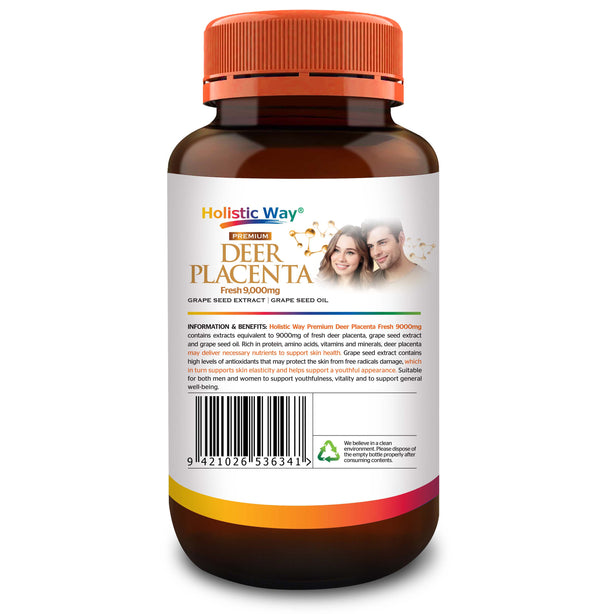Holistic Way Premium Deer Placenta Fresh 9000mg (60 Softgels)