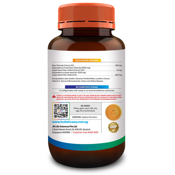 Holistic Way Premium Deer Placenta Fresh 9000mg (60 Softgels)