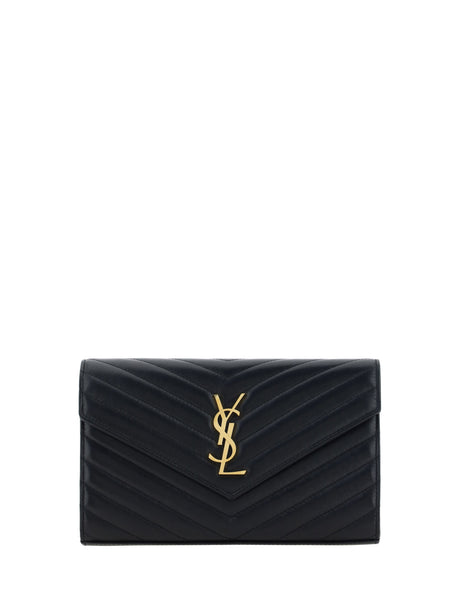 Saint Laurent Cassandre Chain Lambskin Wallet - Black