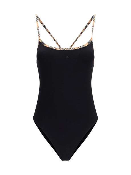 Burberry Check trim Swimsuit - Black
