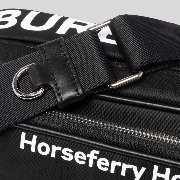 Burberry Unisex Black Horseferry Paddy Nylon Crossbody Bag Black RS-80648651