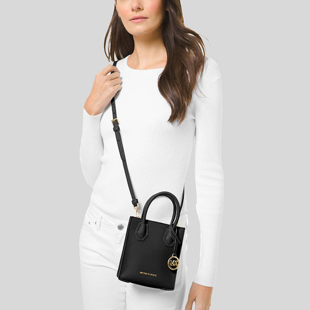 Michael Kors Mercer Extra-Small Pebbled Leather Crossbody Bag Black RS-35S1GM9T0L