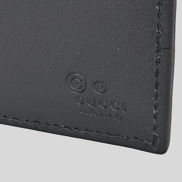 GUCCI Men's Black Microguccissima GG Logo Leather Wide Bifold Wallet RS-278596