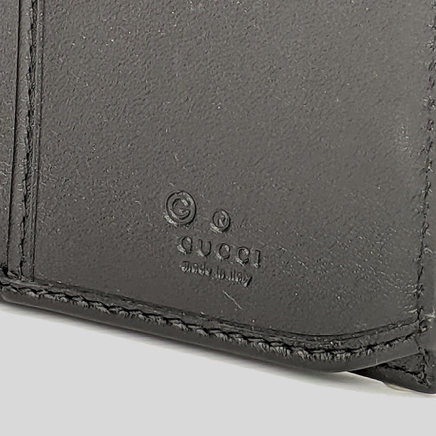 GUCCI Men's Microguccissima GG Logo Leather Slim Long Bifold Wallet With ID Slot Black RS-449245