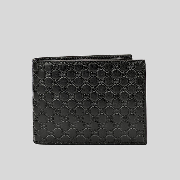 GUCCI Men's Microguccissima GG Logo Leather Bifold Wallet With ID Slot Black RS-217044