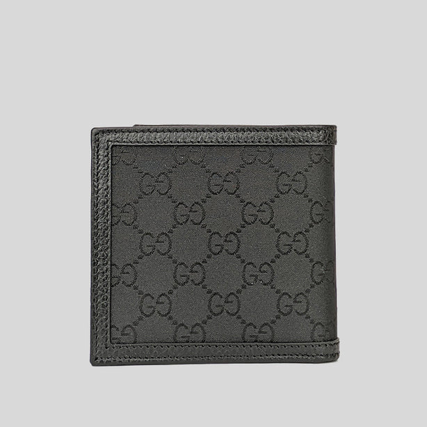 GUCCI Men's Signature Bifold Wallet With Coin Compartment Black RS-150413