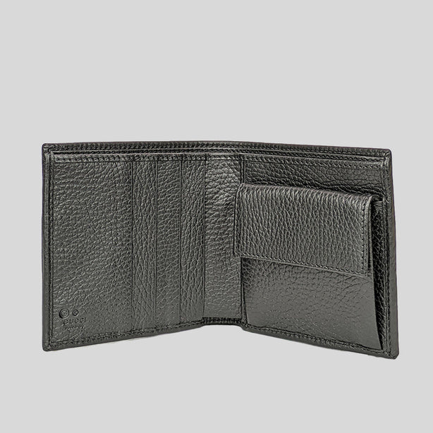 GUCCI Men's Signature Bifold Wallet With Coin Compartment Black RS-150413