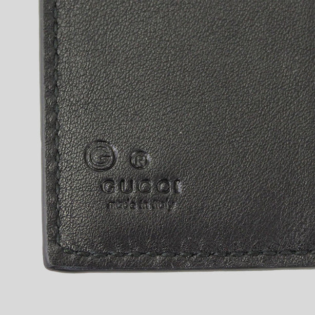 GUCCI Men's Black Microguccissima GG Logo Leather Bifold Wallet With Coin Pocket RS-150413