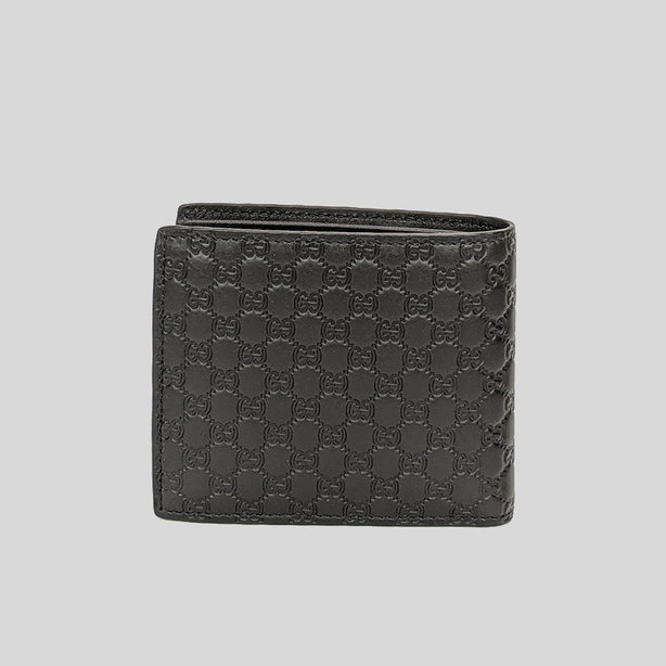 GUCCI Men's Black Microguccissima GG Logo Leather Bifold Wallet RS-260987