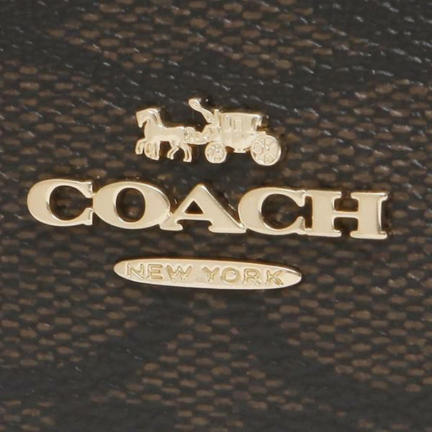 Coach Zip Card Case In Signature Canvas Brown Black RS-C0058