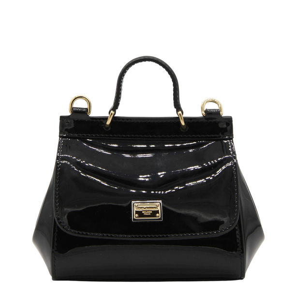 Sicily Mini Patent Leather Bag - Black