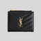 SAINT LAURENT YSL Cassandre Matelasse Bi-Fold Wallet In Grain De Poudre Embossed Leather Black RS-575879BOW01