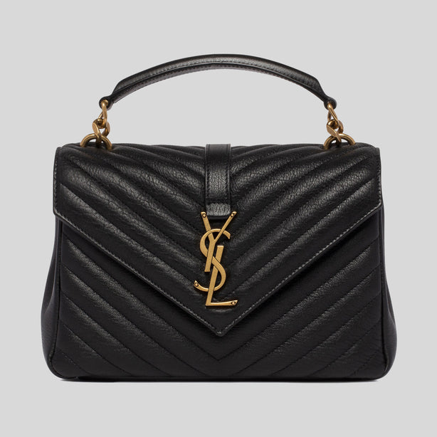 SAINT LAURENT YSL College Medium Chain Bag In Quilted Leather Black RS-600279BRM07