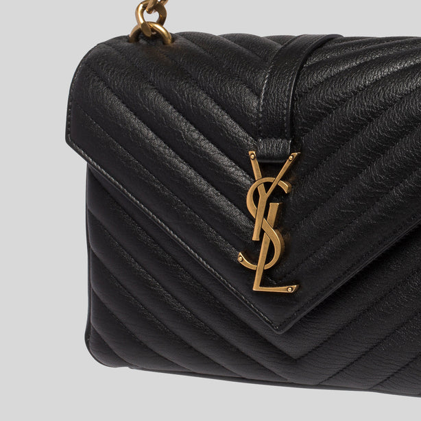 SAINT LAURENT YSL College Medium Chain Bag In Quilted Leather Black RS-600279BRM07
