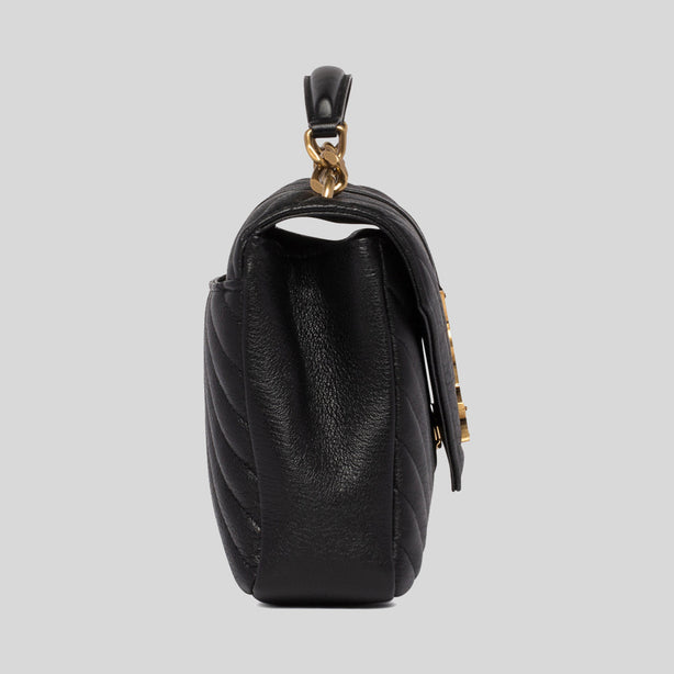 YSL Yves Saint Laurent Medium College Bag Black Hardware, Black Quilted  Leather