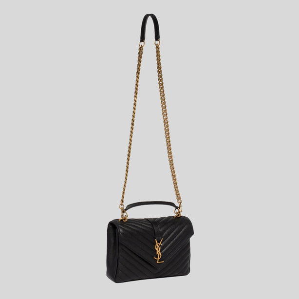 SAINT LAURENT YSL College Medium Chain Bag In Quilted Leather Black RS-600279BRM07