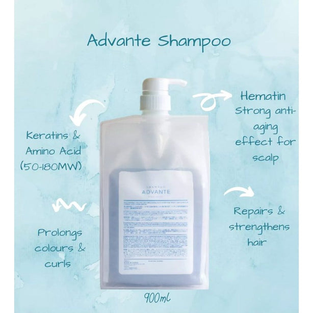 Advante Shampoo with Pump and Cover (900ml) & Shampoo Refill Pack (900ml)