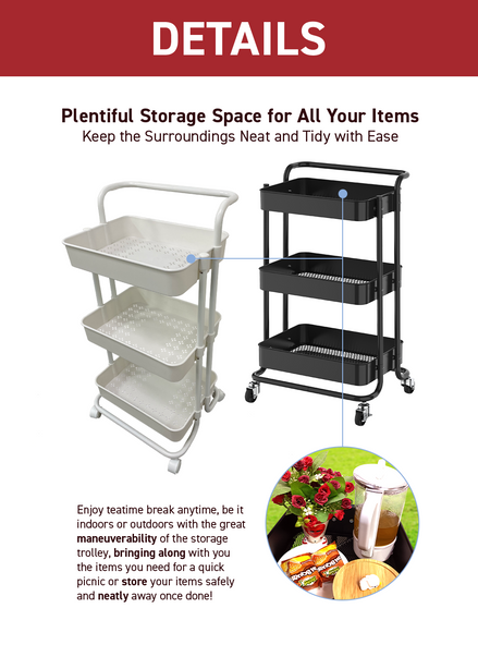E70490 Rene Carro Kitchen Service Trolley (Plastic White)