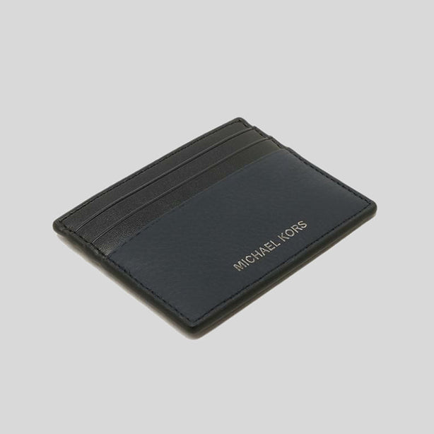 Michael Kors Cooper Pebble Leather Tall Card Case Navy RS-36F9LC0D2L