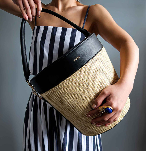 X Nihilo Vegan Raffia Picnic Bag Black
