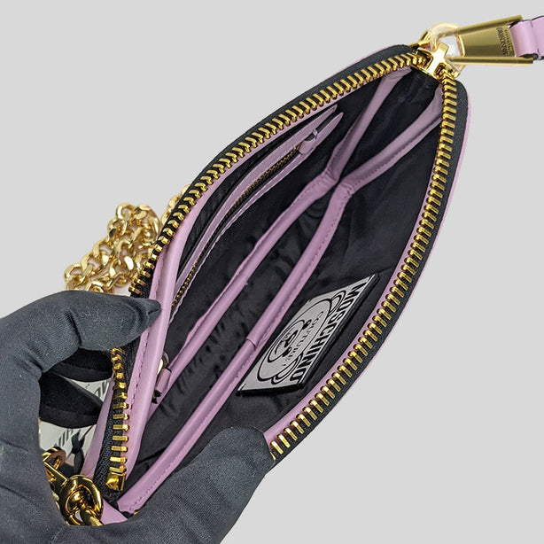 Moschino Couture Teddy Embroidered Chain Crossbody Bag Soft Lilac RS-A7525