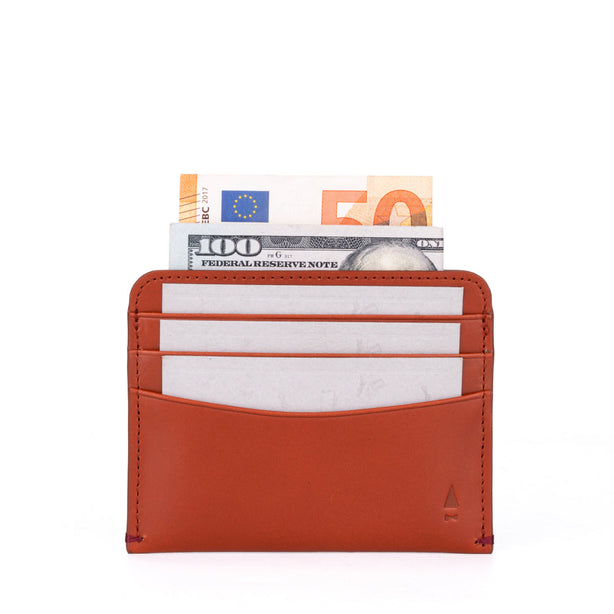 GNOME & BOW Gulliver Slim Cash Card Holder Wallet Women Men (100% Genuine USA Wax Leather / RFID Blocking)-RB