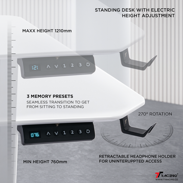 TTRacing Titus Smart Desk L Size 1.2M Desk - Howlite