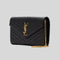 SAINT LAURENT YSL Matelasse Chain Wallet In Grain De Poudre Embossed Leather Black RS-377828BOW01