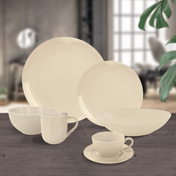 Soiree Ascot, Fine Porcelain Tableware, Cup & Saucer, Buttermilk Beige