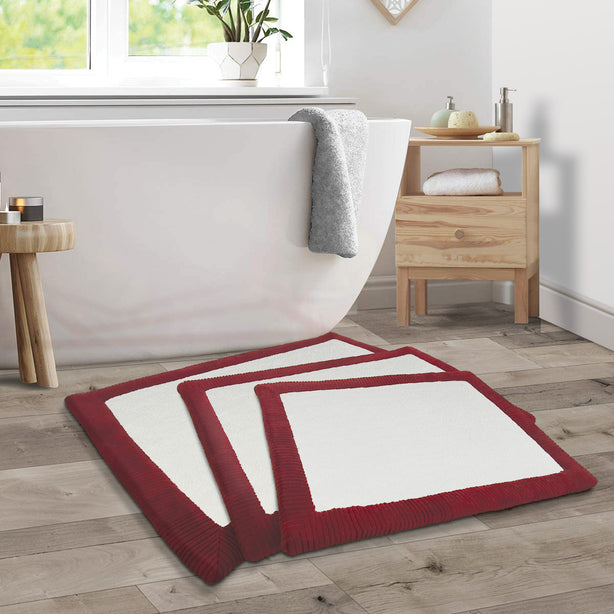 Charles Millen Signature Collection Astor Memory Foam Anti-Slip Mat, Ivory/Wine Red