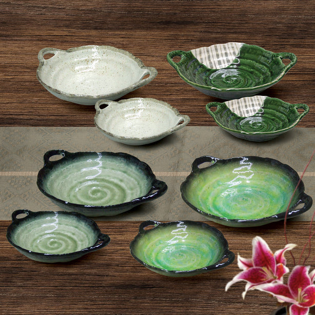 Tsuru Seasonal Japanese Tableware Collection Serving Dish With Handle, Sac303