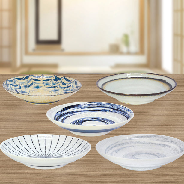 Tsuru Seasonal Japanese Tableware Collection 9.05 Inch Deep Plate, Sac107