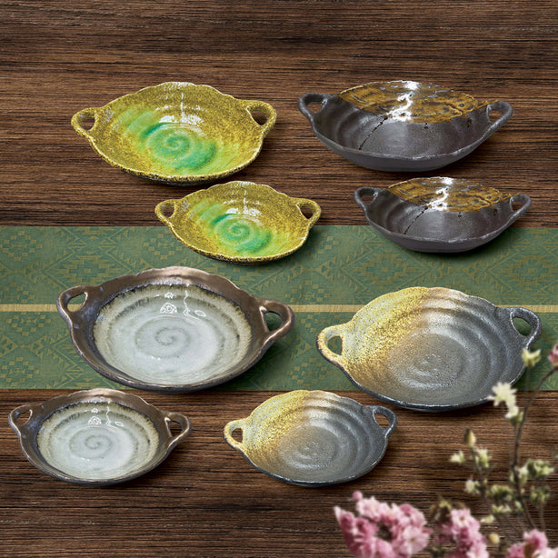 Tsuru Seasonal Japanese Tableware Collection Serving Dish With Handle, Sac306