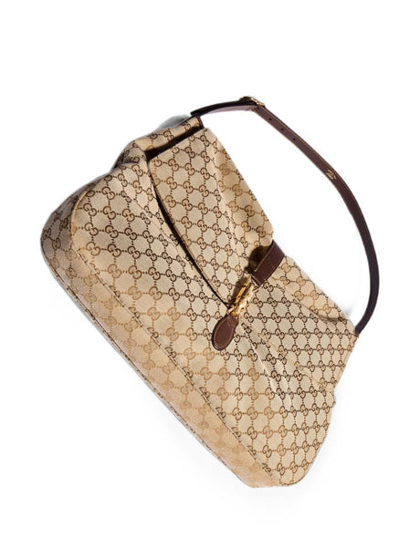 Jackie Large GG Canvas Crossbody - Sand and Dark Brown GG Canvas