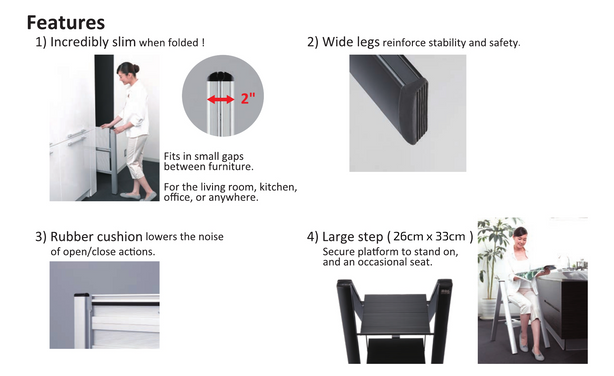 Ml8Bwh Lucano Alum Slim 3-Step Stool (White)