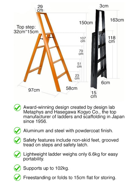 Ml24Bk Lucano Alum 4-Step Stool (Black)
