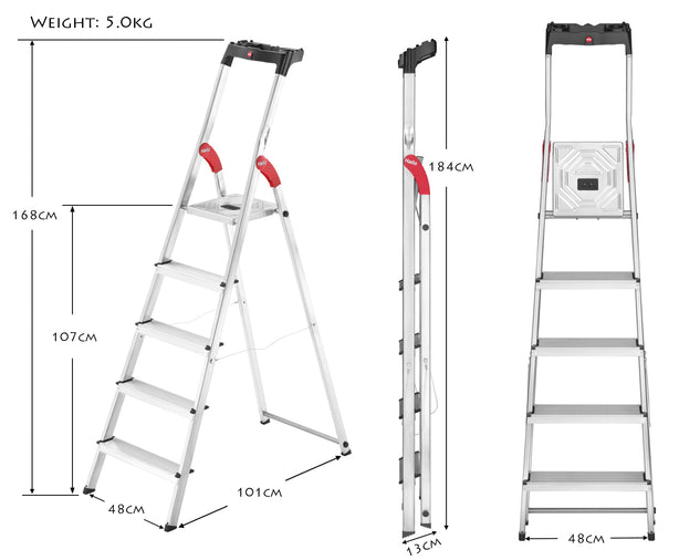 H8160-507 Hailo L60 Standardline 5 Steps Ladder
