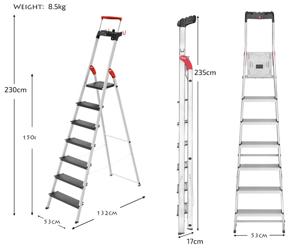 H8050-707 Hailo L100 Topline Safety Ladder 7 Steps