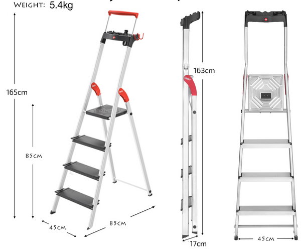 H8050-407 Hailo L100 Topline Safety Ladder 4 Steps