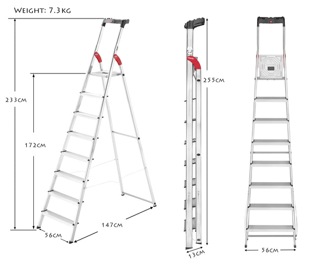 H8040-807 Hailo L80 Comfortline 8 Steps Ladder