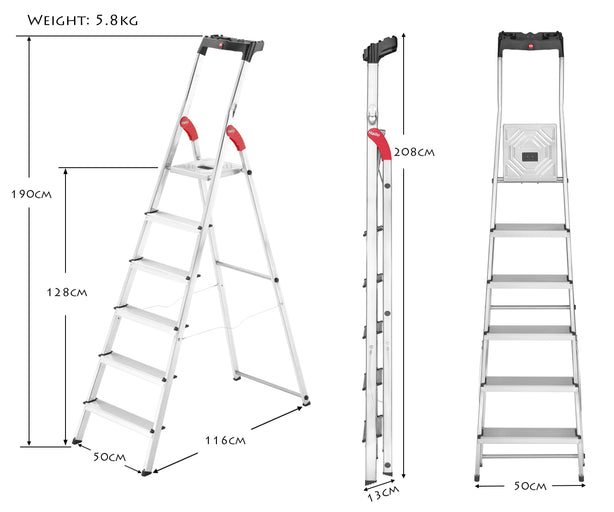H8160-607 Hailo L60 Standardline 6 Steps Ladder