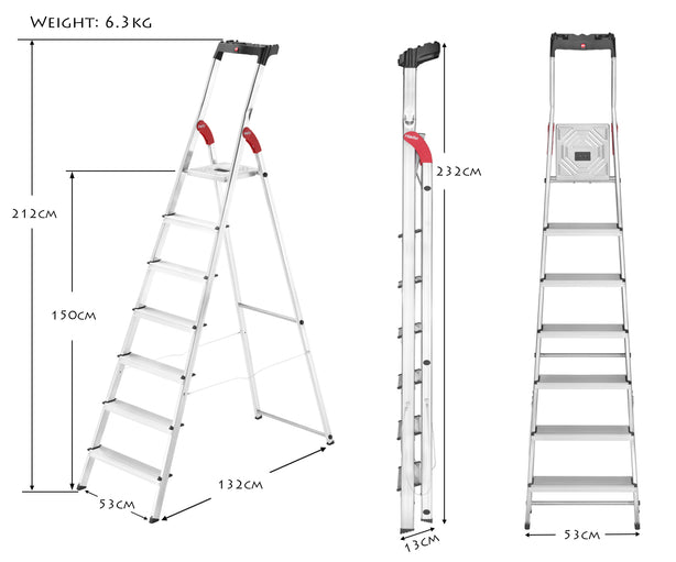H8040-707 Hailo L80 Comfortline 7 Steps Ladder