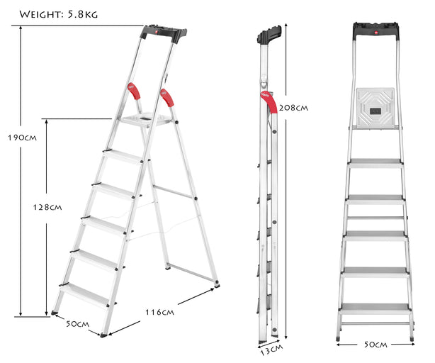H8040-607 Hailo L80 Comfortline 6 Steps Ladder