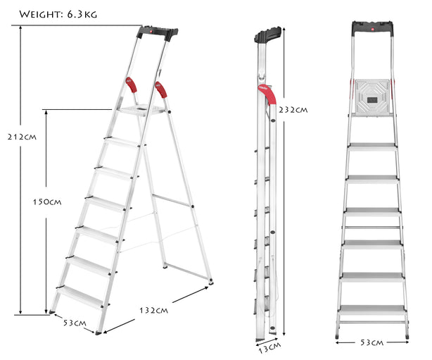 H8160-707 Hailo L60 Standardline 7 Steps Ladder