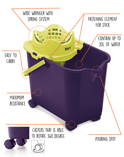 M0322.11 Mery Automatic Bucket With Wheels (Purple)