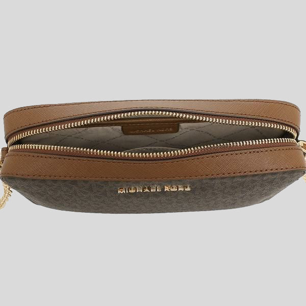 Michael Kors Jet Set Item Crossbody Bag In Signature Brown NEW LOGO RS-35F8GTTC3B