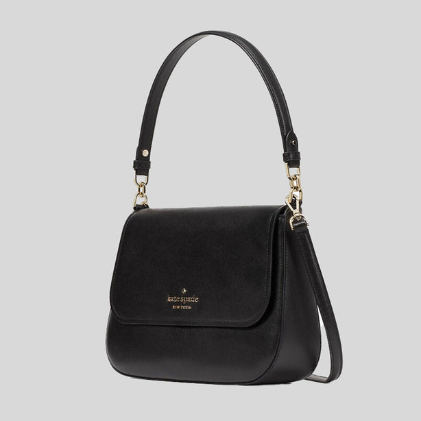 Kate Spade Staci Saffiano Leather Flap Shoulder Bag Black RS-K9324