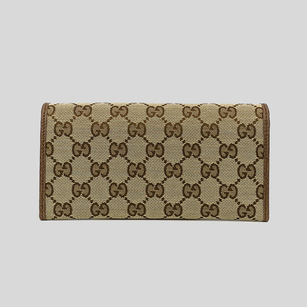 Gucci Women's Signature Envelope Long Wallet Beige Brown RS-346058